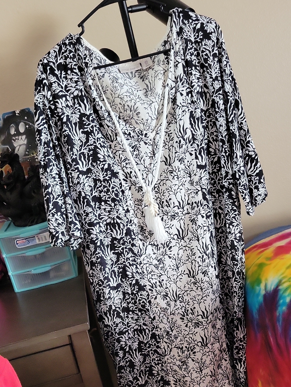 Black & White Floral Long Sleeve Dress